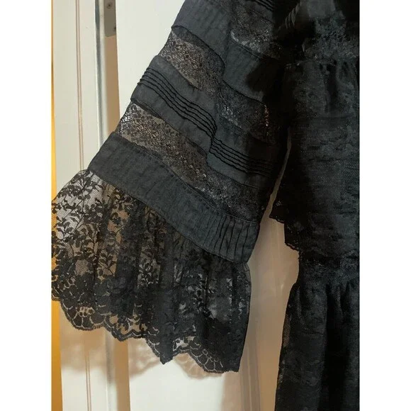 Doen Oralie Lace Tiered Dress size S NWT A-Line Black Witchy Whimsigoth - Picture 9 of 15